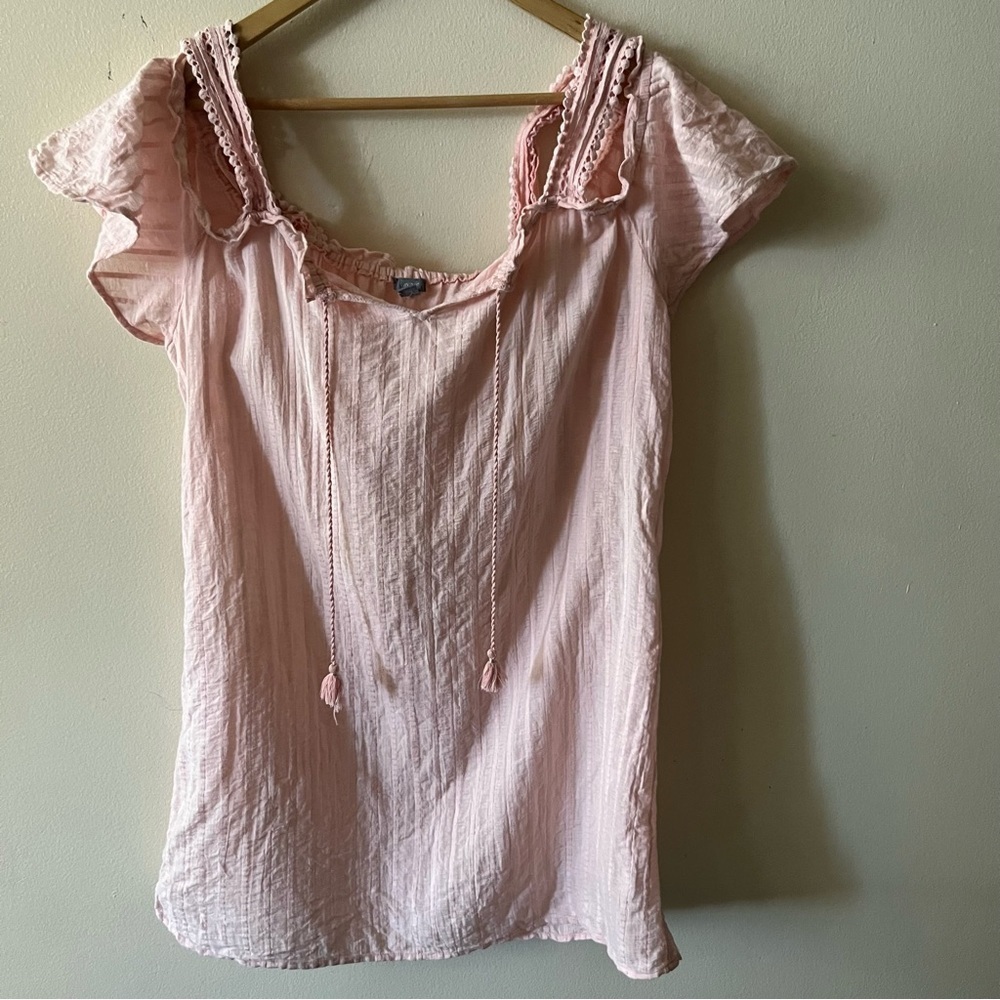 Aerie Baby Pink Stripe Cold Shoulder Swim Cover Up Dress Medium Boho Western